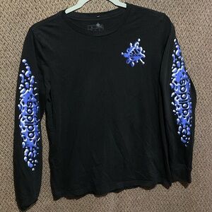 Adidas Black Shirt with Blue Sleeve Graphics